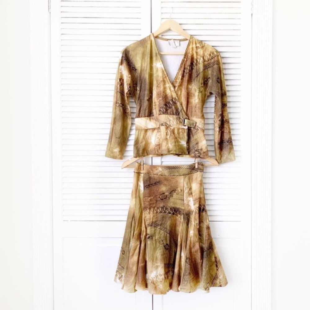 Alberto Makali Chain Printed Skirt Suit NWOT